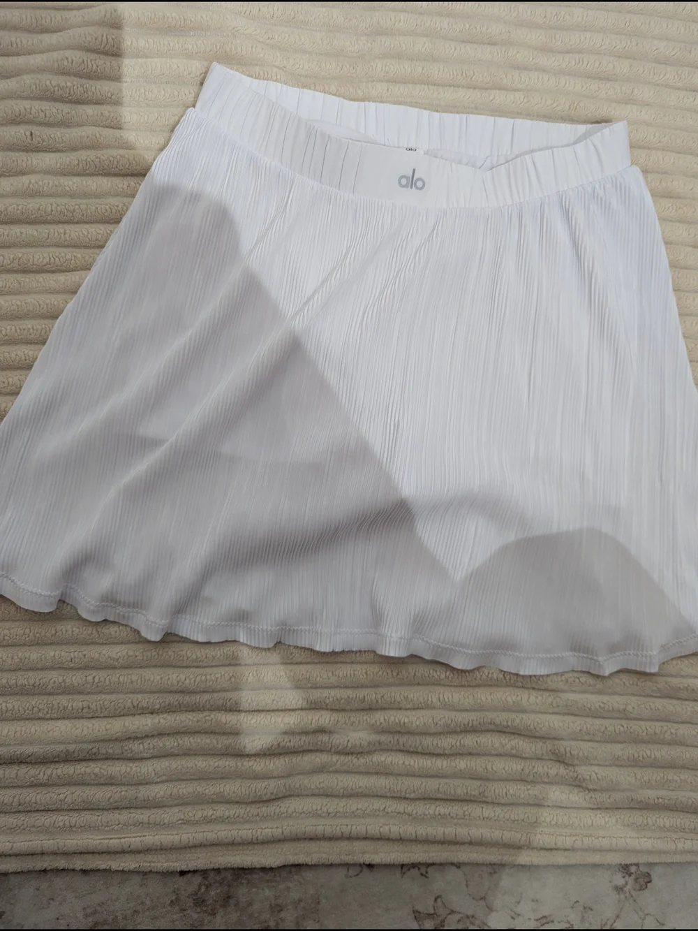 ALO Yoga White Pleated Skater Skirt